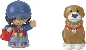 JUGUETE LITTLE PEOPLE FIGURE MAIL PERSON AND BROWN DOG