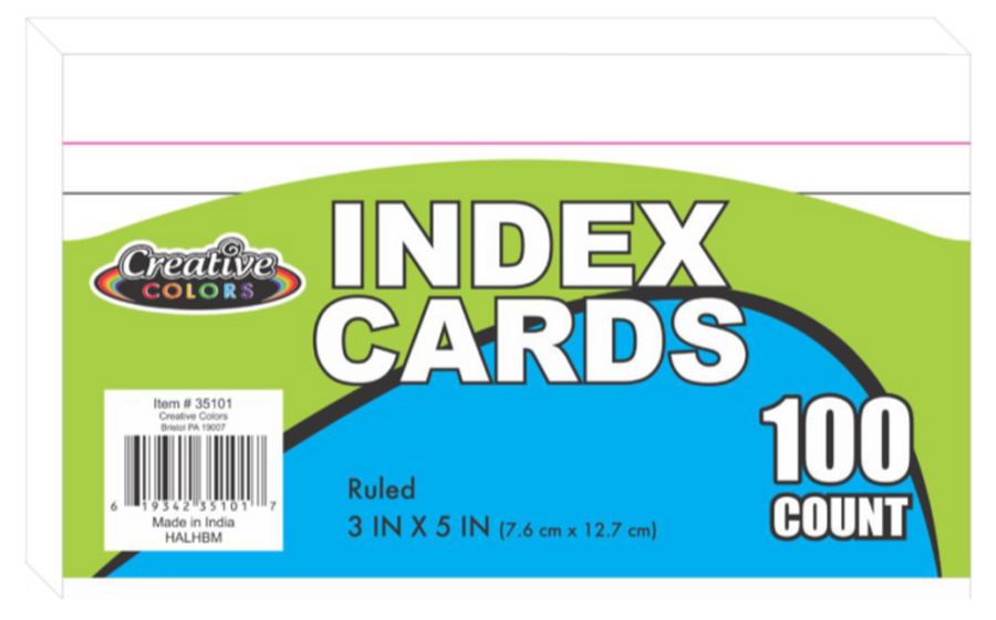 INDEX CARDS 3X5 RAYADAS CREATIVE