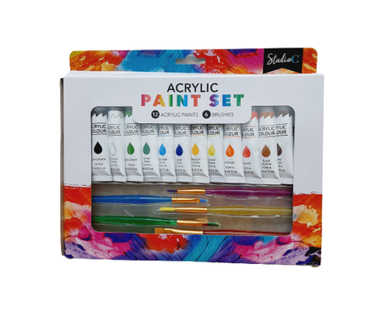 ACRYLIC PAINT AND BRUSH SET STUDIO C
