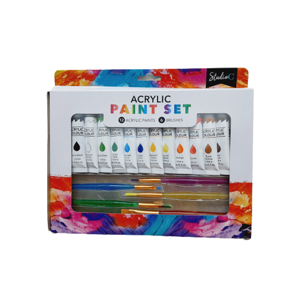 ACRYLIC PAINT AND BRUSH SET STUDIO C