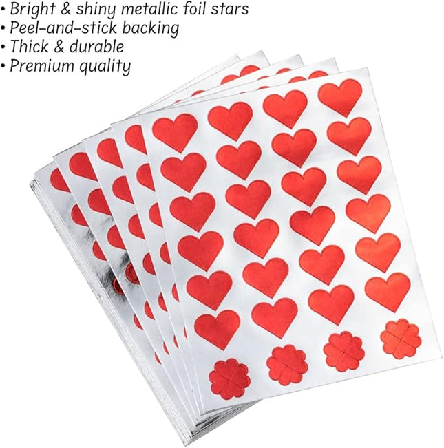 STICKERS FOIL RED HEARTS