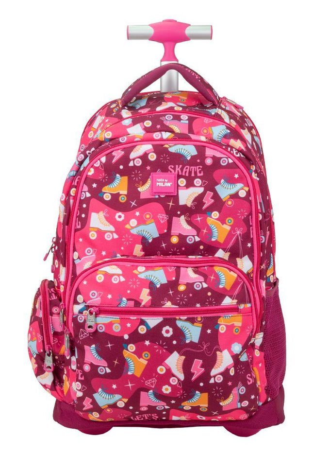 MOCHILA MILAN CON RODOS ROLLER ROSA