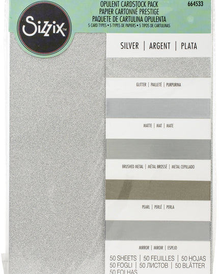 PAQ. CARTULINA OPULENTA PLATA 8 X 11.5 50 UNID - SIZZIX