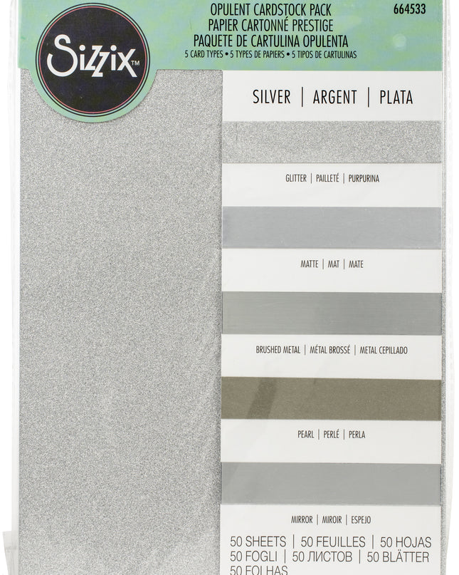 PAQ. CARTULINA OPULENTA PLATA 8 X 11.5 50 UNID - SIZZIX