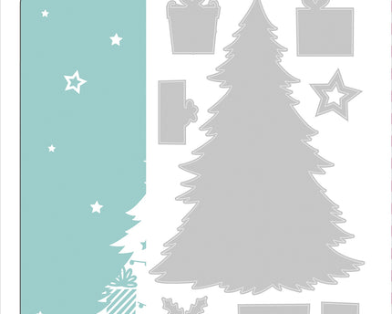 SET DIES Y EMBOSSING SPARKLE TREE 10PC