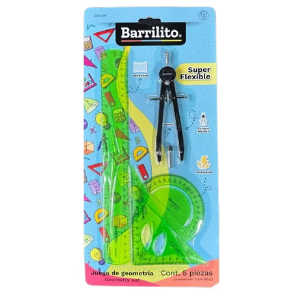 JUEGO DE GEOMETRIA SUPERFLEX VERDE 5PZ