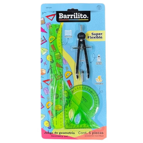 JUEGO DE GEOMETRIA SUPERFLEX VERDE 5PZ