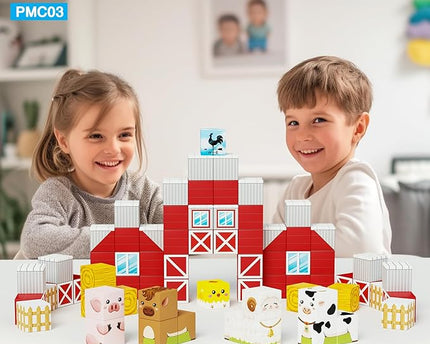 JUGUETE FARM HOUSE THEME MAGNETIC CUBES 72PZ