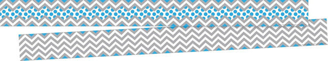 BORDER TRIM CHEVRON GRAY & BLUE