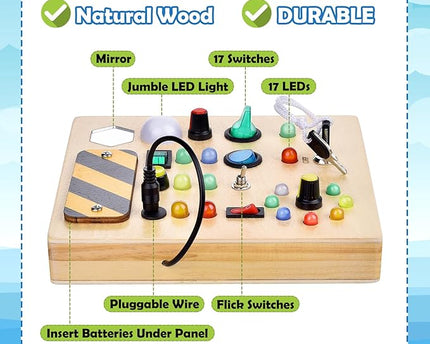 TABLERO DE ACTIVIDADES MONTESSORI CON INTERRUPTOR DE LUZ LED/ MEDIANO