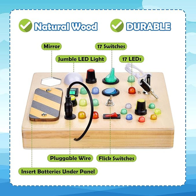 TABLERO DE ACTIVIDADES MONTESSORI CON INTERRUPTOR DE LUZ LED/ MEDIANO