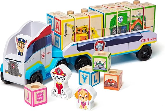 JUGUETE PAW PATROL CAMION CON BLOQUES DE MADERA