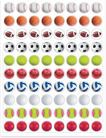 STICKER SPORTS BALLS 1/2"