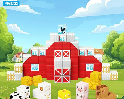 JUGUETE FARM HOUSE THEME MAGNETIC CUBES 72PZ