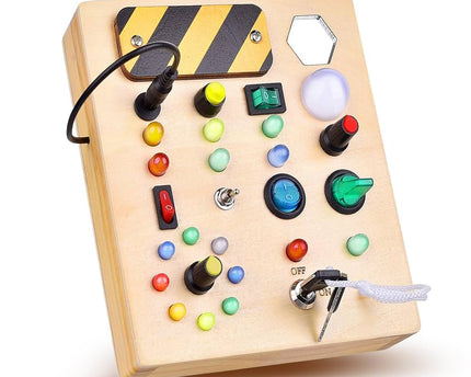 TABLERO DE ACTIVIDADES MONTESSORI CON INTERRUPTOR DE LUZ LED/ MEDIANO
