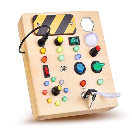 TABLERO DE ACTIVIDADES MONTESSORI CON INTERRUPTOR DE LUZ LED/ MEDIANO