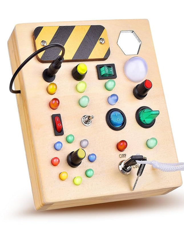 TABLERO DE ACTIVIDADES MONTESSORI CON INTERRUPTOR DE LUZ LED/ MEDIANO