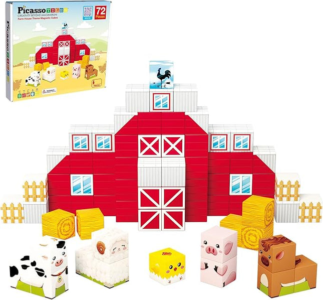 JUGUETE FARM HOUSE THEME MAGNETIC CUBES 72PZ