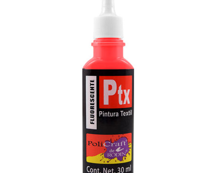 PINTURA TEXTIL FLUORESCENTE HOBBY 30ML ROJO