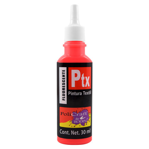 PINTURA TEXTIL FLUORESCENTE HOBBY 30ML ROJO