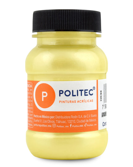 PINTURA ACRÍLICA METALICA 100ML AMARILLO