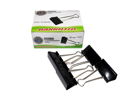 PINZA SUJETA PAPEL 51MM/2PUL BARRILITO