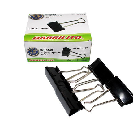 PINZA SUJETA PAPEL 51MM/2PUL BARRILITO
