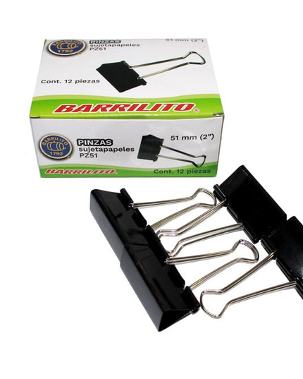 PINZA SUJETA PAPEL 51MM/2PUL BARRILITO