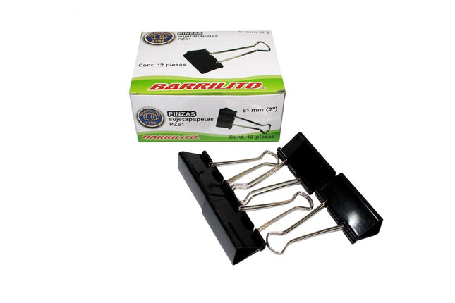PINZA SUJETA PAPEL 51MM/2PUL BARRILITO