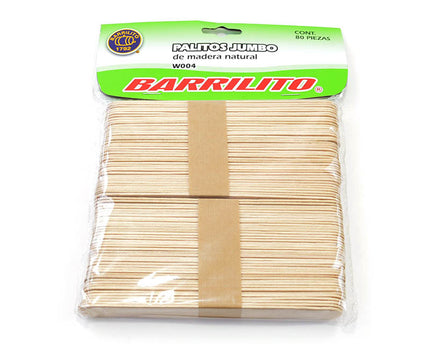 PALETAS DE MADERA JUMBO NATURAL 80PC