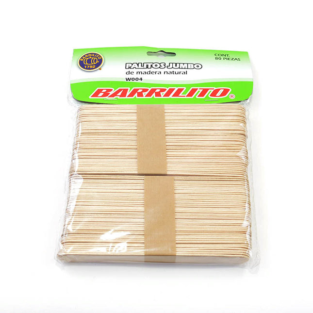 PALETAS DE MADERA JUMBO NATURAL 80PC