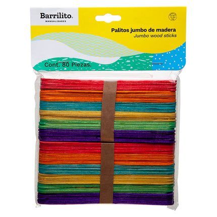 PALETAS JUMBO COLORES BARRILITO 80PZ