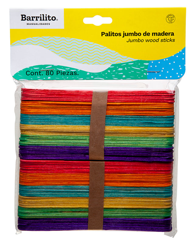 PALETAS JUMBO COLORES BARRILITO 80PZ