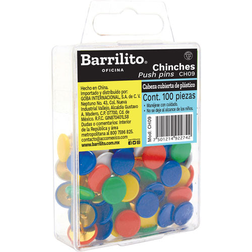 CAJA DE CHINCHES DE COLORES 100PZS