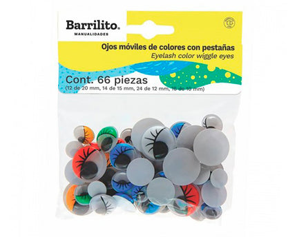 OJOS MOVILES C/PESTAÑAS COLORES 66PC