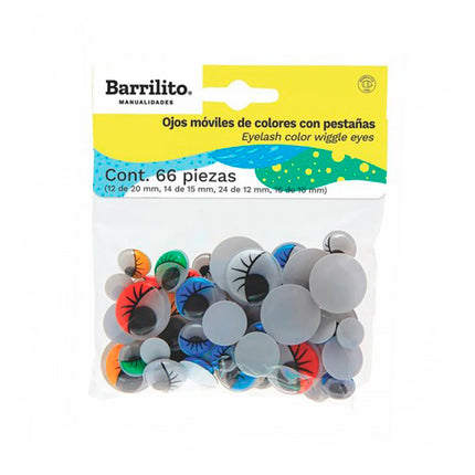 OJOS MOVILES C/PESTAÑAS COLORES 66PC