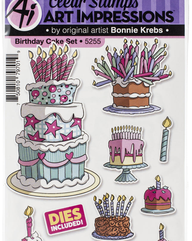 SET DE SELLOS Y DIES BIRTHDAY CAKE - 18 PCS