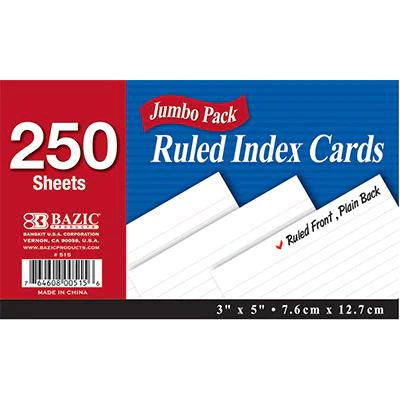 INDEX CARD 3X5 RAYADA BAZIC