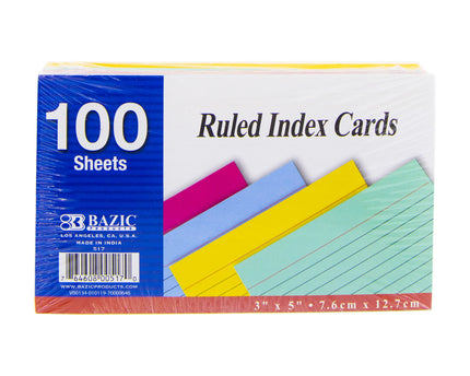 INDEX CARD RAYADAS COLORES BAZIC 3X5