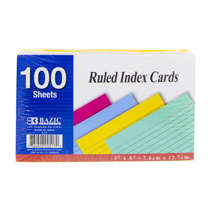 INDEX CARD RAYADAS COLORES BAZIC 3X5