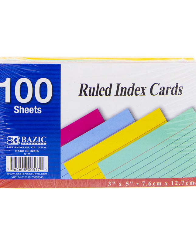 INDEX CARD RAYADAS COLORES BAZIC 3X5