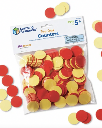 FICHAS DE 2 COLORES P/ CONTAR ROJO/AMARILLO 200PZS