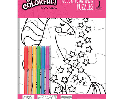 ROMPECABEZA UNICORNIO,MARIPOSA Y ARCOIRIS CON MARCADORES