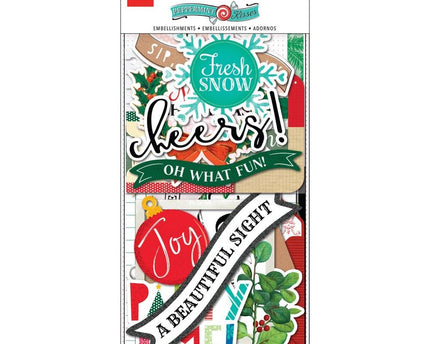 EMBELLISHMENT PEPPERMINT KISSES EPHEMERA 50PC
