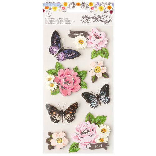 STICKERS MARIPOSAS Y FLORES DIMENCIONALES