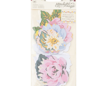 EMBELLISHMENT MOONLIGHT MAGIC EPHEMERA FLORALS 40PC