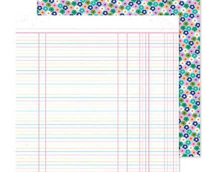 PAPEL PARA SCRAPBOOK FLORES CUADRICULA