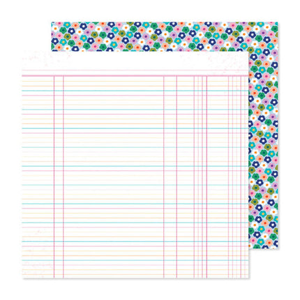 PAPEL PARA SCRAPBOOK FLORES CUADRICULA