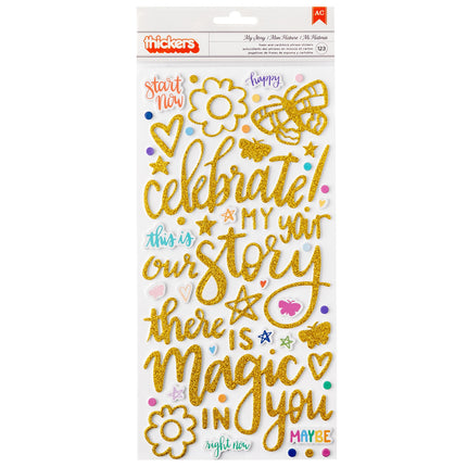 STICKERS CHARACTER ENERGY PHRASE  GOLD GLITTER 123PC