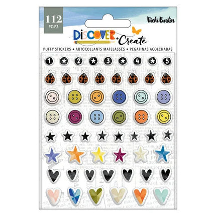 STICKERS EN TRES D DESCUBRE Y CREA 112 PC